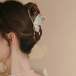 Barrettes S3067 Fashion Jewelry Colorful Butterfly Hairclip For Women Large Grip Hair Clip Boddy Pin Lady Girl Barrette Back Head Shark Clip Hair Accessories