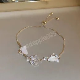 Pulseira coreana delicada de flores de zircão para mulheres meninas elegantes butterfly bangle bangle party jewelry presentes