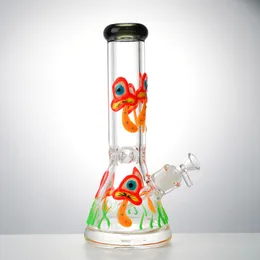 Hookahs Wholesale Glow In The Dark Mushroom Beaker Bong Diffused Downstem Straight Tube 11 Inch With Bowl 18.8mm Female joint 5mm Thick LXMD20105