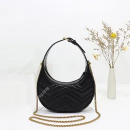 2022 Neue Luxus Designer Damen Handtasche Mode Lederkette Mini Crescent Unterarmtasche
