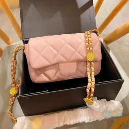 2022S Early Fall Coin Classic Mini Flap Double Chain Bags Gold Metal Hardware Matelasse Chain With Lucky Charms Crossbody Shoulder Luxury