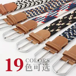 Kemerler 120-130 cm uzunluk yüksek kaliteli erkek/kadın tuval pim tokası Sıradan elastik bel örgülü kot pantolon 19 tpyes 3,3 cm widthbelts