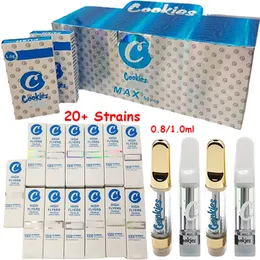 High Flyers Cookies Vape Cartridges Push Premium Atomizers Gold White Tip 1ml Ceramic Coil Limited Edition Packaging Carts 510 Thread Thick Oil Empty E Cigarettes