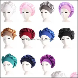 Feanie/SKL Caps Hats chapéus Luvas Acessórios de moda Mulheres sólidas Mulheres cetim Sono Hair Care Bonnet Night Hat Dhjsx