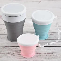 Silicone Collapsible Cup Folding Mug Coffee Tumbler 200ml/6oz 350ml/12oz Telescopic PP Lid BPA-Free Packed In Color Box