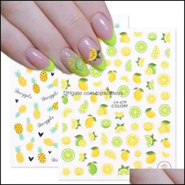 Stickers Decals Nail Art Salon Health Beauty 3D Lemon Pine Yellow Nails Summer Adhesive Colorf Fruit Papaya Manicure Slider Foil Chca675-6