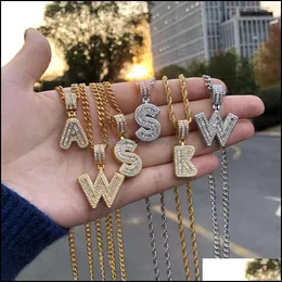 Beaded Necklaces Pendants Jewelry Bling Savage Initial Letters Chain For Women Rvs 26 A-Z Hanger Shiny Ice Out Collier Hip Hop Men Drop De