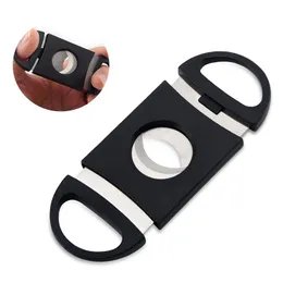 100 st Portable Cigar Cutter Plastic Blade Pocket Cutters Round Tip Knife Scissors Manual rostfritt stål Cigars Tools FY5319