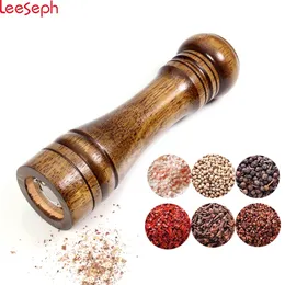 Sól i młyny z litego drewnianego pieprzu z silną regulowaną ceramiczną młynek 5 „8” 10 ”narzędzia kuchenne przez Leeseph 220727