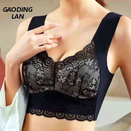 40-110Kg donne tinta unita bellissimo reggiseni posteriori pizzo sexy di grandi dimensioni sottile raccolto intimo traceless anti caduta reggiseno senza fili L220727