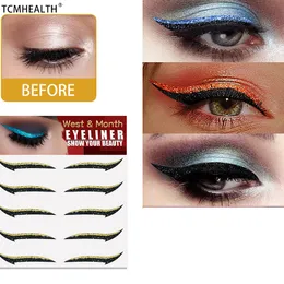 TCMHEALTH 5 Pairs Glitter Eyeliner Sticker Set Waterproof Double Line Eyelid Patch Reusable Self-adhesive Eyelid Sticke Makeup