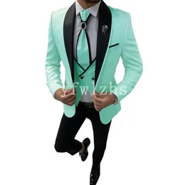 Handsome One Button's Man's Suits Shawl Lapel Groom Tuxedos Groomsmen Wedding/baile/jantar Man Blazer Jaqueta Ponta de colete Tie n040