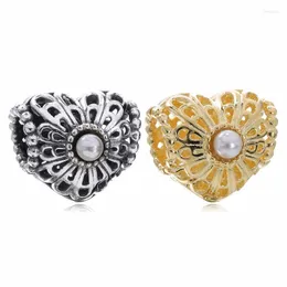 Outros genuínos 925 Sterling Silver Bad Hollow Pearl Love Duas cores Opcional Adequado para pulseira original DIY Ladies Jewelry Rita22