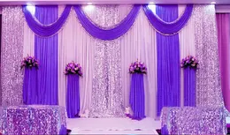 3X3M 3X6M Special Offer 10ftx10ft Sequin Wedding Backdrop Curtain with Swag Backdrop/ Wedding Decoration Romantic Ice Silk Stage Curtains