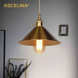 Ascelina New Pendant Light Nordic E27ヘッドLEDビンテージペンダントランプ付きボタンスイッチハンギングランプベッドルームリビングルームH220415