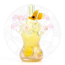 4 polegadas de coral e peixe dourado cachimbo de cachimbo de cachimbo de cachimbo de cachimbo de fumar Dab para fumar