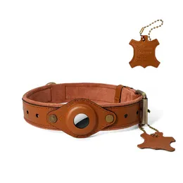 Dog Collars Leashes Pet Supplies Manufacturer Sale Luxury Design本物の牛のレザーエアタグコラルドグ