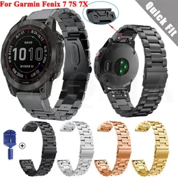 20 22 26mm de aço inoxidável para fenix 7 7s 7x 6 6x Pro 5 5x mais 3hr relógio de pulseira Quickfit Metal Bracelet Correa 220704