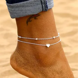 Iparam damskie bohemijskie warstwy sercowe letnie kostki plażowe bransoletki kostki dla kobiet łańcuch nóg 220721