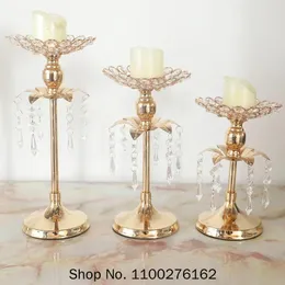 Candle Holders Gold Crystal Holder Dekoracja ślubna