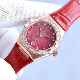 Montre de luxe donna Orologi 29mm 8700 movimento automatico della macchina cassa in acciaio CNC cinturino in pelle orologio con diamanti Orologi da polso