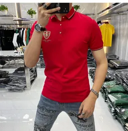 Summer Men's T-shirt Polo Shirt Bee Print Hot Diamond Male Slim Fashion Short Sleeved Top Commuting Daily Leisure Tees Men Cothing M-4XL