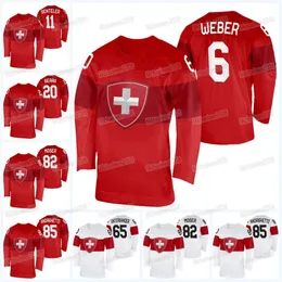 MitNess Team Suíça 2022 Winter Hockey Jersey Reto Berra Michael Fora Mirco Muller Yannick Weber Santeri Alatalo Sven Andrighetto Simon Moser