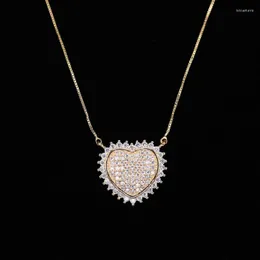 قلادة قلادة رانوس شمبانيا قلادة القلب الذهب القلادة مكعب Zirconia Charm Colar Link Chain for Women Fashion Jewelry NWX002501