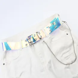 Gürtel bunte transparente Frauen Punk -Kettengürtel für Frauen Jeans Kleid dünne Taillennadel Schnalle -Wineband -Marke Designer Z30belts
