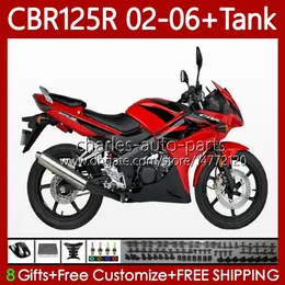 Kropp + Tankskydd för Honda CBR-125 CBR 125 R CC CBR 125R 125CC 02-06 Bodywork 124No.1 CBR125RR CBR125R 02 03 04 05 06 CBR-125R 2002 2003 2004 2005 2006 FAIRING FACTORY RED