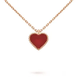 Sweet Heart Hänge Halsband Designer Smycken kärlekshalsband Fyrklöver Sterling Silver Rose Gold Rött hjärtformat halsband Present till kvinnors bröllop