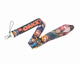 Mobiltelefonband charms halloween nyckelringar skräckfilm chucky lanyard för handväskor kedje kedja id kort täcker pass telefon märke hållare remmar tillbehör grossist