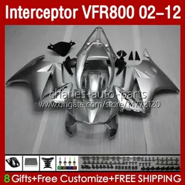 Nadwozie dla Honda VFR800 VFR 800 RR CC 800RR Interceptor 02-12 Body 129NO.13 800CC VFR800RR 02 03 04 05 06 07 VFR-800 2002 2002 2002 2010 2011 2012 WŁOKI WŁOKI Błyszczące srebrzyste