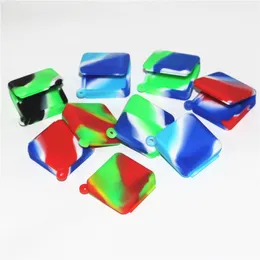 100pcs silicone wax jars silicone dab container boxes one-piece 9ml square oil holder storage box dabber tool