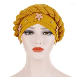 Czapki do czapki/czaszki czapki czapki solid bawełniane islamicctuban złote koraliki kobiety szalik głowa skręć kwiaty kapelusz arabski muzułmański owinę wewnętrzny hidżab