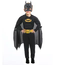 Batman Cosplay Suit Halloween Childrens Costumes Cape Mask Cape Bodysuit Set Black Bat Game Anime Theme Costume Superhero Suitable for height 100CM-150CM