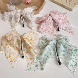 Korea Ribbon Big Bow Banana Clip Kobiety Barrettes Pionowa karta Ponytail Clip Spring Summer Sweet Hair Akcesoria