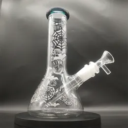 8 inç Anime Tema Yarasa Kalesi Örümcek Net Cam Beher Bong Nargile Su Borusu Cam Su Şişeleri Dab Rig Boyutu 14mm Kadın Eklem