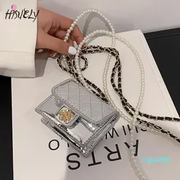 fashion Shoulder Bags Luxury Mini Leather Bag Women Hanging Neck Earphone/Lipstick/Keys Pearls Chain Chest Waist 2022