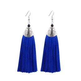 Vintage bohemia rope Tassel alloy Fish Mouth Dangle Ethnic Pattern Long Drop Earring for Women Ear Rings Jewelry gift