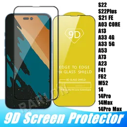 9D Cover Tempered Glass Full Glue 9H Screen Protector for iPhone 14 Pro Max 13 12 11 XS XR X 8 Samsung S22 S20 FE S21 Plus A33 A53 A73 5G A03 CORE A32 A42 A52 A72 A31 A51 A71 A21S