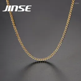 Chains Hip Hop Link Chain Curb Cuban Mens Necklace Silver Color Copper Charm Necklaces For Men Davieslee Fashion Jewelry GiftChains Godl22