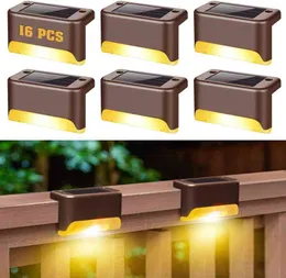 Pcs Led Solar Staircase Lamp IP Waterproof Outdoor Garden Pathway Yard Patio Staircase Steps Fence Lamps Solar Night Light J220531