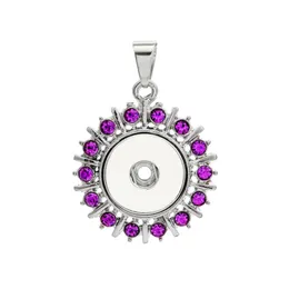 Snap Button Jewelry Rhinestone Silver Zircon Sunflower Pendant Fit 18mm Snaps Knappar Halsband för kvinnor Män Noosa D002