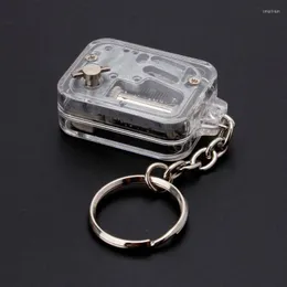 Keychains barn DIY Music Box Movement Keychain Handy Crank Musical Case Fashion Jewelry SMAL22
