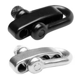 Outdoor Gadgets 2 Pack U Flat Adjustable Shackle Buckle Clasp For Survival Paracord Bracelet Black & Silver