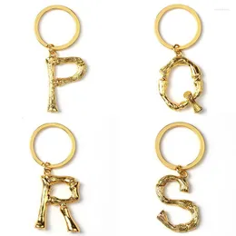 Keychains Letter Keychain English Alphabet Key Chain Holder Keyring Metal Bamboo Handbag Charm Inledande Par Gift Women Accessories Miri22