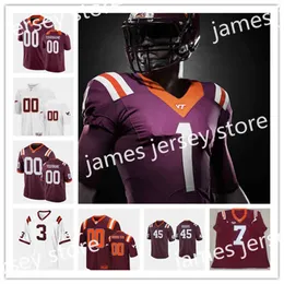 Xflsp Mens Custom College VIRGINIA TECH HOKIES Maglia da calcio 61 Kyle Chung 8 Ricky Walker 91 Oscar Bradburn 2 Hendon Hooker 13 Jalen Holston 16