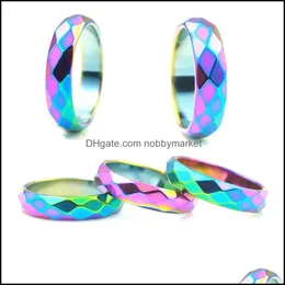 Cluster Rings smycken Fashion Party 5a Kvalitet 6mm bredklipp Hematitring Rainbow 1 Piece Drop Delivery 2021 IB9MH