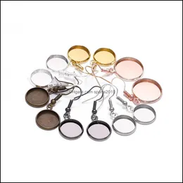 Arts And Crafts 12Mm Tray Bezel Cabochon Stone Earring Base Hook Blank Setting Components Pendant Ear Bases Findings For Di Sports2010 Dhvpv